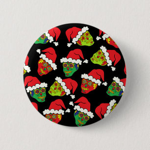 Santa Sugar Skull 6 Cm Round Badge