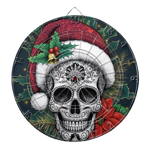 Santa Sugar Skull Dartboard (Front)