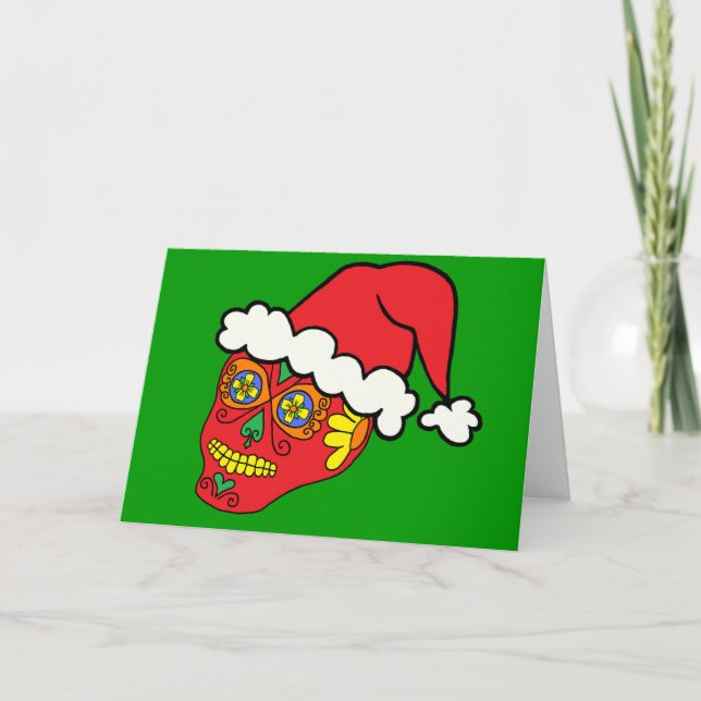 Santa Sugar Skull Holiday Card (Front)