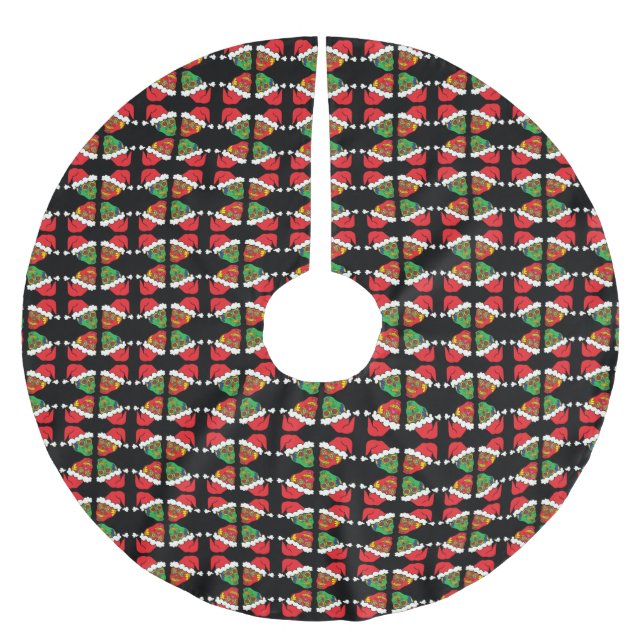 Santa Sugar Skulls Brushed Polyester Tree Skirt (Front)
