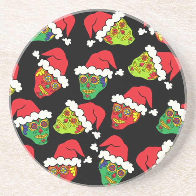 Santa Sugar Skulls Coaster (Front)