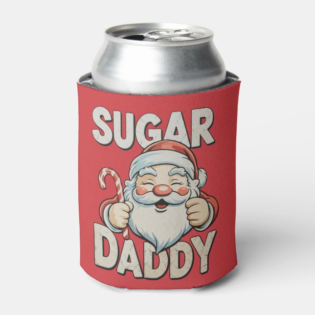 Santa Sugar Xmas Daddy Funny Christmas Candy Cane Can Cooler (Can Front)