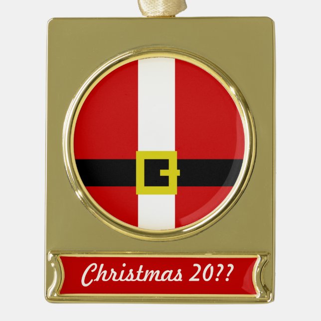 Santa Suit | Christmas 2017 Gold Plated Banner Ornament (Front)