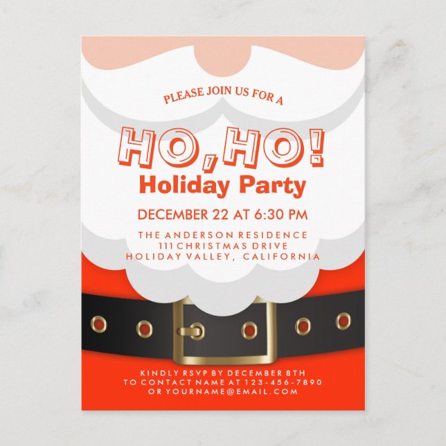 Santa Suit Christmas Ho, Ho, Holiday Party Invite (Front)