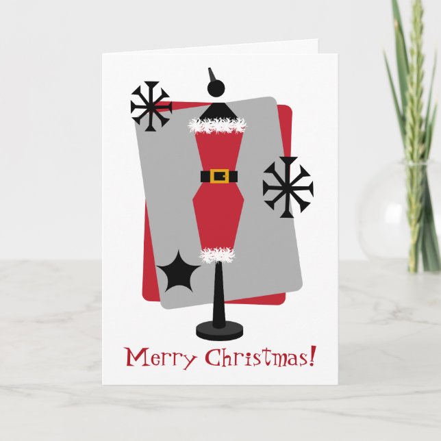 Santa Suit Dress Form Mannequin Christmas Card (Front)