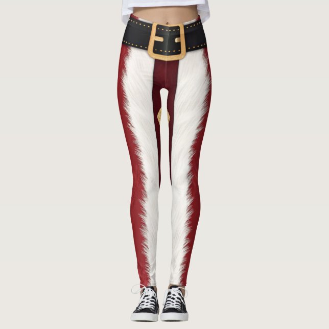 Santa Suit Striped Leggings – Modern Christmas  (Front)