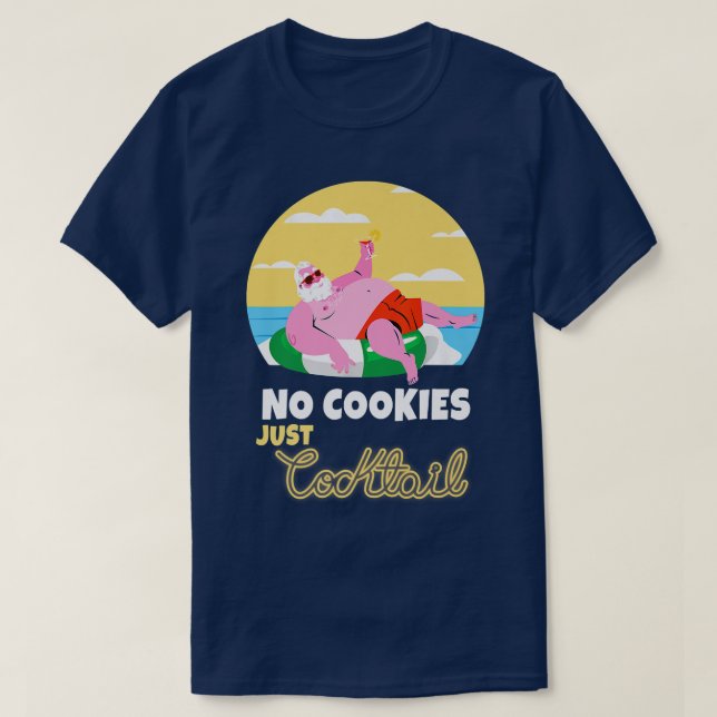 Santa Summer Christmas In July Xmas Cocktail Beach T-Shirt (Design Front)