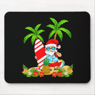 Santa Summer Surfing Christmas In July Beach Vacat Mouse Mat