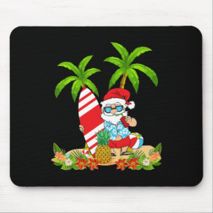 Santa Summer Surfing Christmas In July Beach Vacat Mouse Mat