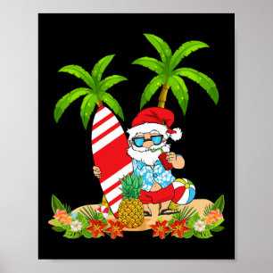 Santa Summer Surfing Christmas In July Beach Vacat Poster