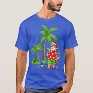 Santa Summer Swimsuit Funny Christmas Hawaiian San T-Shirt