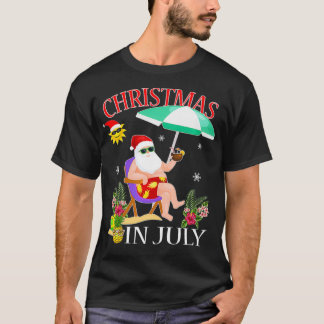 Santa Summer Swimsuit Funny Christmas In July Beac T-Shirt