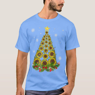 Santa Sunflower Christmas Tree Xmas Lights Santa S T-Shirt