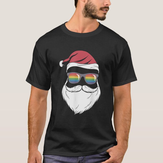 Santa Sunglasses LGBT Q Pride Christmas Pajama X m T-Shirt (Front)
