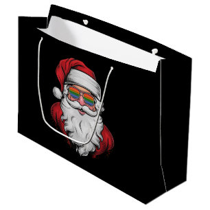Santa Sunglasses Pride Christmas Pajama X-mas Gay Large Gift Bag