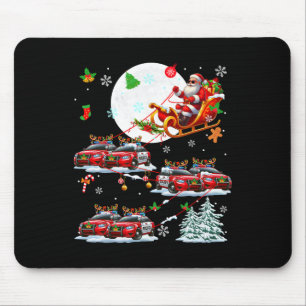 Santa Sungles Sleigh Reindeer Police Cars Christma Mouse Mat