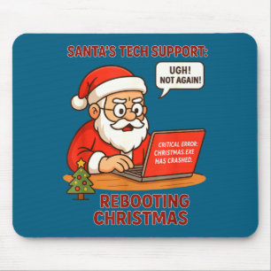 Santa Support s Rebooting Humor Tech Computer Joke Mouse Mat