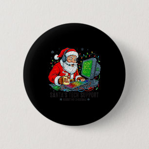 Santa Support Tech s Rebooting Humor 6 Cm Round Badge