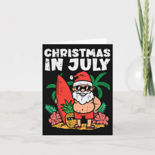 Santa Surfer Beach Christmas In July Funny Summer Card