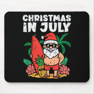 Santa Surfer Beach Christmas In July Funny Summer Mouse Mat