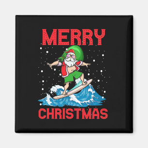 Santa Surfing A Gnarly Wave Kids Youth Surfers Haw Magnet