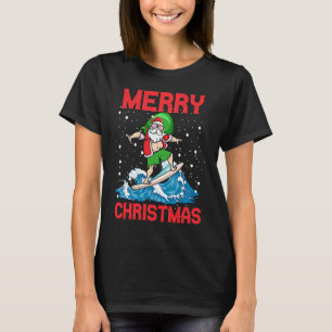 Santa Surfing a Gnarly Wave Kids Youth Surfers Haw T-Shirt