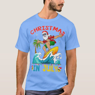Santa Surfing Christmas In July Santa Surfer Famil T-Shirt