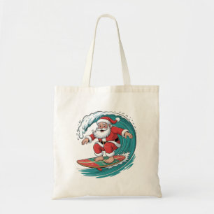 Santa Surfing Christmas Surf X-mas Festive Holiday Tote Bag