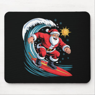Santa Surfing Funny Surfer Holiday Christmas Xmas Mouse Mat