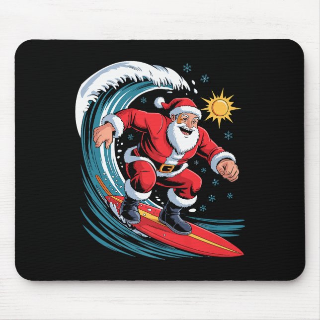 Santa Surfing Funny Surfer Holiday Christmas Xmas  Mouse Mat (Front)