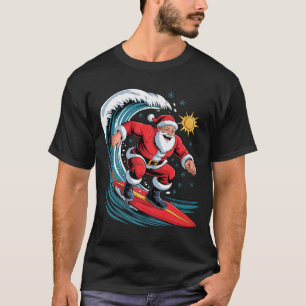Santa Surfing Funny Surfer Holiday Christmas Xmas  T-Shirt