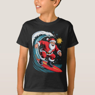 Santa Surfing Funny Surfer Holiday Christmas Xmas T-Shirt
