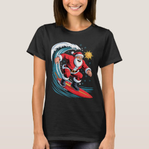 Santa Surfing Funny Surfer Holiday Christmas Xmas  T-Shirt