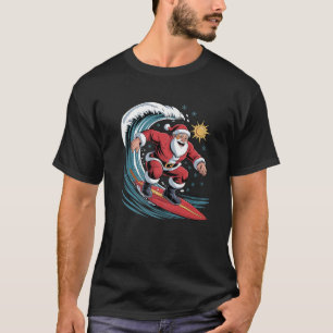 Santa Surfing Funny Surfer Holiday Christmas Xmas  T-Shirt