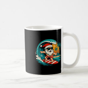Santa Surfing Hawaiian Beach Christmas In July Tro Coffee Mug