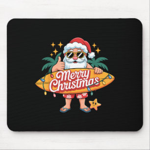 Santa Surfing Hawaiian Beach Christmas In July Tro Mouse Mat
