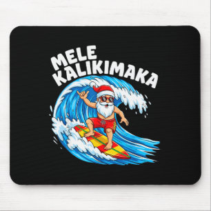 Santa Surfing Mele Kalikimaka Hawaiian Christmas  Mouse Mat