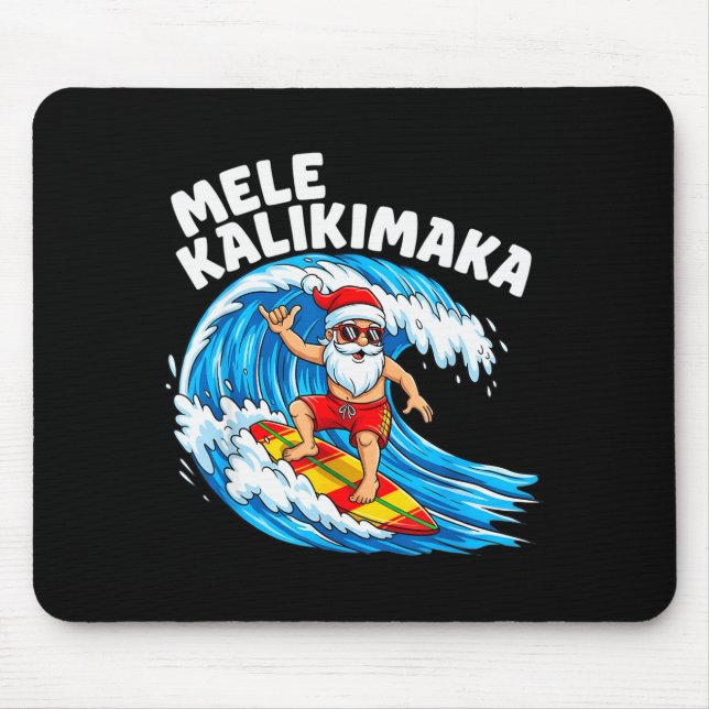 Santa Surfing Mele Kalikimaka Hawaiian Christmas  Mouse Mat (Front)