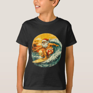 Santa Surfing Xmas In July Beach Christmas In June T-Shirt