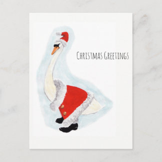 Santa Swan: Christmas Greetings Holiday Postcard