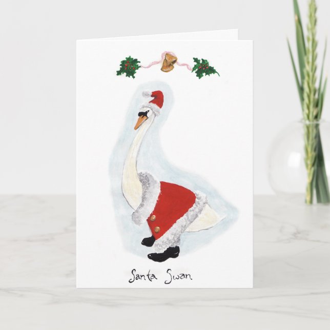 Santa Swan: Christmas Is For Giving Holiday Card (Front)