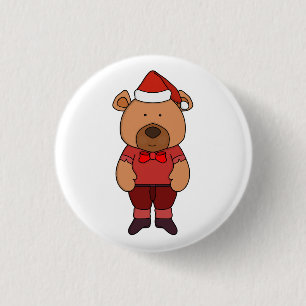 Santa sweet bear 3 cm round badge
