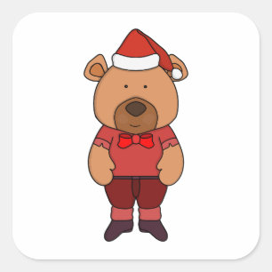 Santa sweet bear square sticker