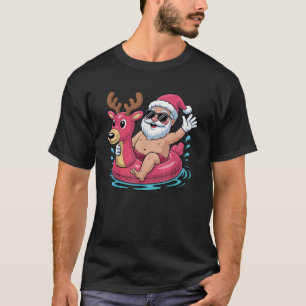 Santa Swimming At Pool Christmas in Summer July Be T-Shirt