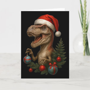 Santa T-rex Christmas Funny Dinosaur Holiday  Card