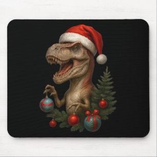 Santa T-rex Christmas Funny Dinosaur Holiday  Mouse Mat