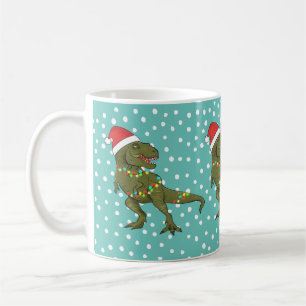 Santa T-Rex Dinosaur Christmas Xmas Mug