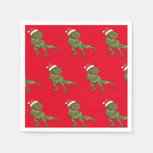 Santa T-Rex Dinosaur Christmas Xmas Napkin