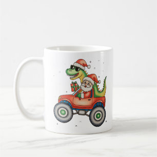 Santa T Rex Dinosaur Monster Truck Christmas Xmas Coffee Mug