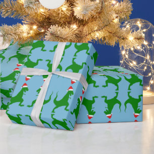 Santa T-Rex Wrapping Paper
